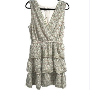 Max Studio dress ruffled tiered faux wrap lined sleeveless large